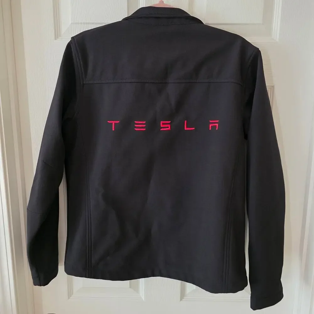 Tesla Corporate Softshell Full-Zip Black/Red Jacket Size Medium